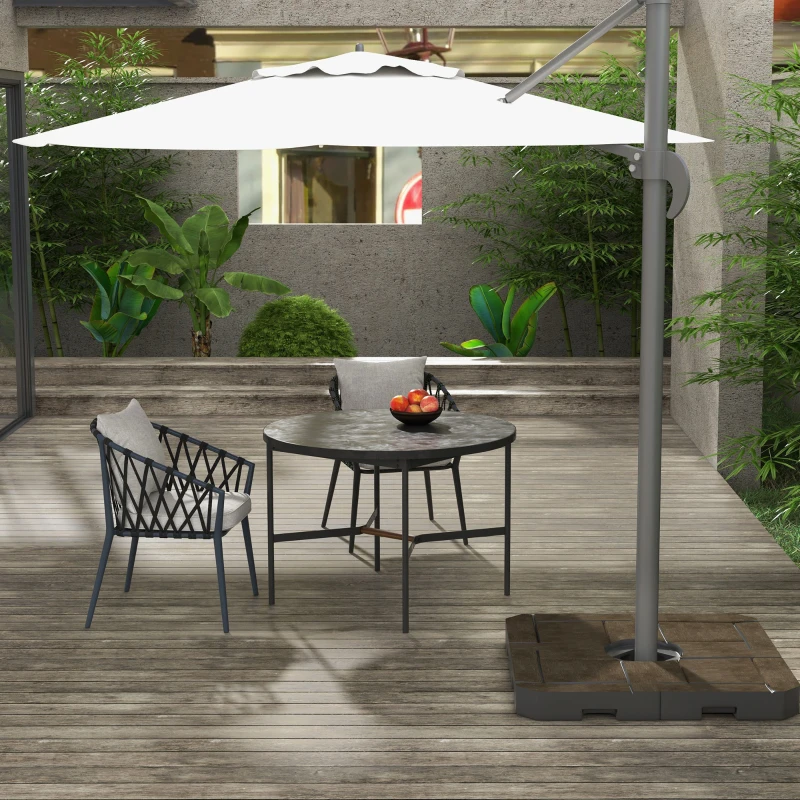 Outsunny Offset Umbrella Base Weight Set, Fillable Outdoor Umbrella Weights, 175 lb. with Water or 230 lb. with Sand, Brown