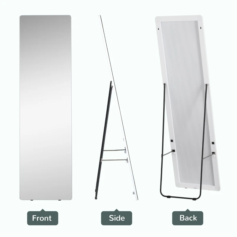 HOMCOM 63"x18" Full Length Mirror, Floor Standing, Wall-Mounted or Leaning Against Wall Tall Mirror w/Support Frame, Rectangular Full Body Mirror for Bedroom, Living Room, Silver