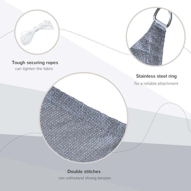 Outsunny 13' x 20' Sun Shade Sail Canopy Outdoor Shade Sail Cloth for Patio Deck Yard with D-Rings and Rope Included, Gray