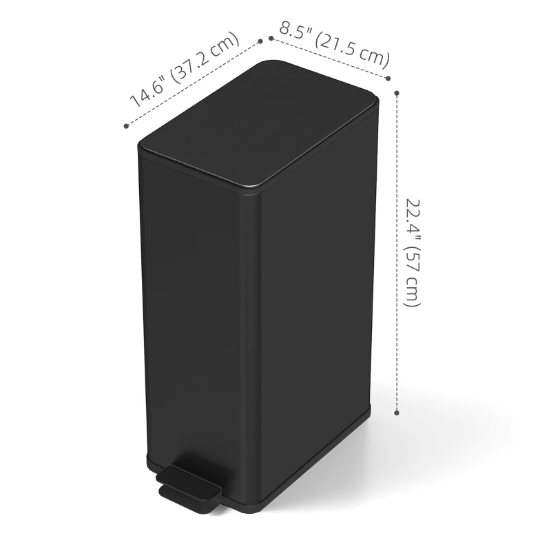 HOMCOM 5.3 Gallon Stainless Steel Kitchen Garbage Can with Soft-close Lid, Foot Pedal, Fingerprint-Proof, Black