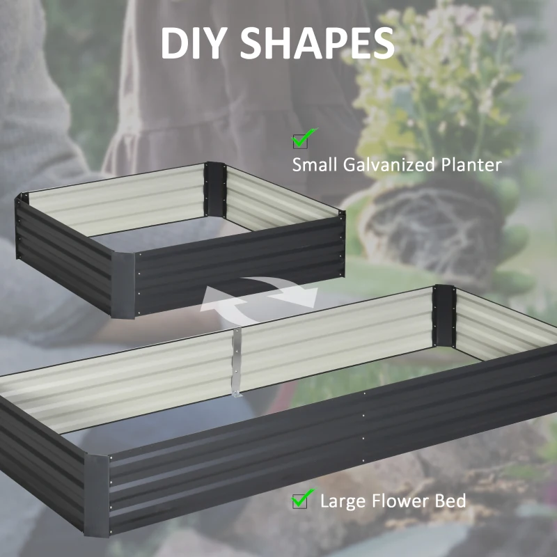 Outsunny 95" x 36" x 12" Galvanized Raised Garden Bed, Metal Elevated Planter Box for Growing Flowers, Herbs, Succulents, Grey