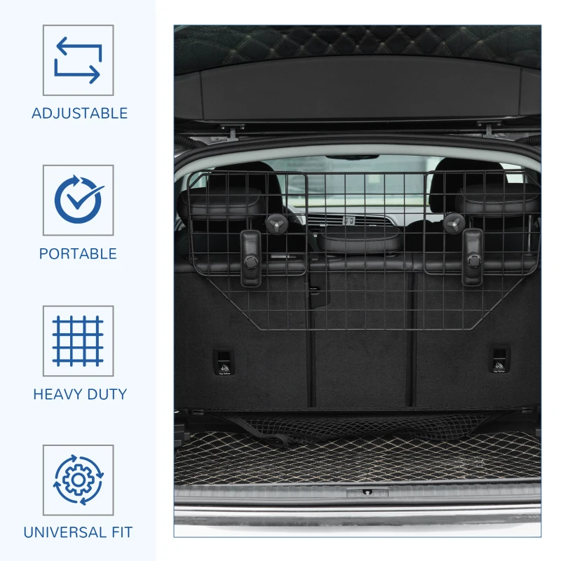 PawHut 35.5" - 47" Vehicle Pet Barrier, Adjustable Dog Fence for Car SUV Truck, Universal Fit Expandable Safe Guard Gate, Black