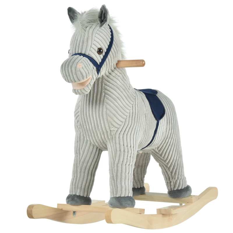 Qaba Kids Rocking Horse Plush Ride on Horse Toddle Rocker for 36-72 Months