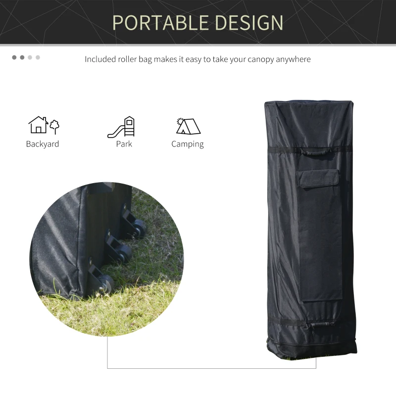 Outsunny 10'x20' Aluminum Pop Up Canopy Tent, Upgraded Thicker Tube Instant Party Tent with Wheeled Bag, 2-Level Adjustable, XL Large Ground Stakes for Events Patio Backyard