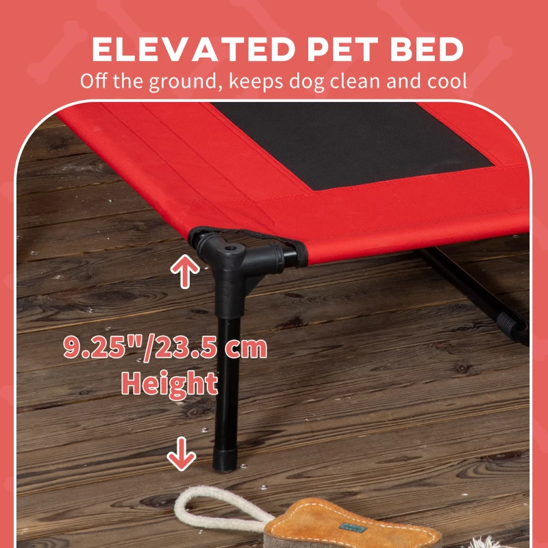 PawHut Elevated Pet Bed Dog Cot Portable Outdoor&Indoor Cot Tent Canopy Shelter Instant Red