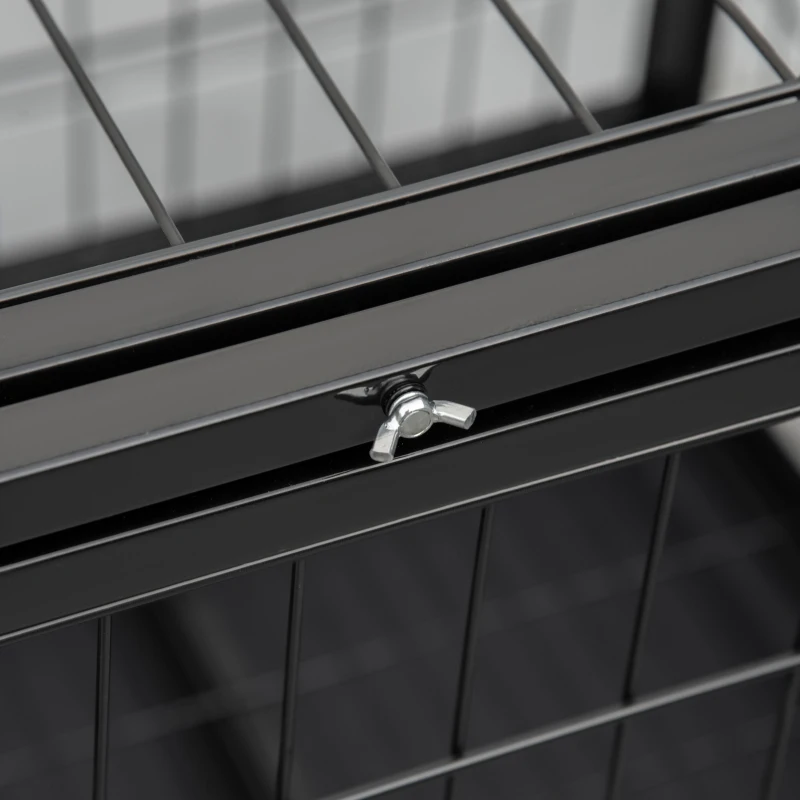 PawHut Heavy Duty Dog Crate Cage for Medium Small Dogs Cats with Two Doors, Lockable Wheels, Removable Tray, 36" x 24" x 27"