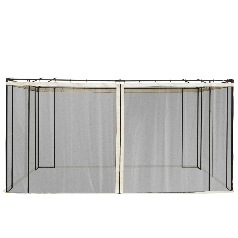Outsunny Replacement Mosquito Netting for Gazebo 10' x 13' Black Screen Walls for Canopy with Zippers for Parties and Outdoor Activities, Cream White