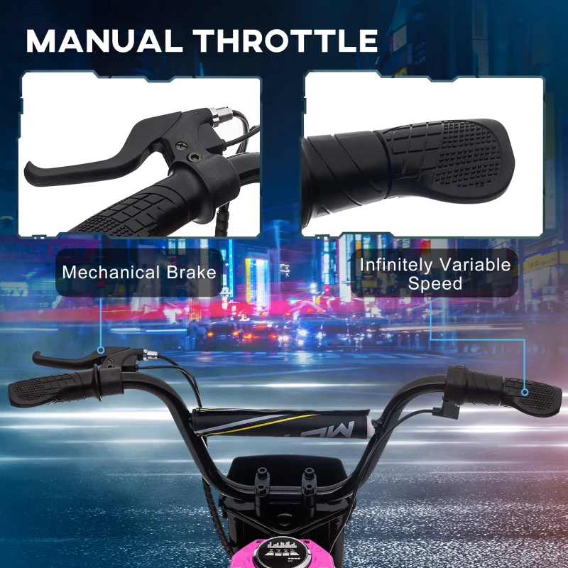 Aosom 24V 350W Electric Dirt Bike Up to 15 MPH w/ Twist Grip Throttle, Pink