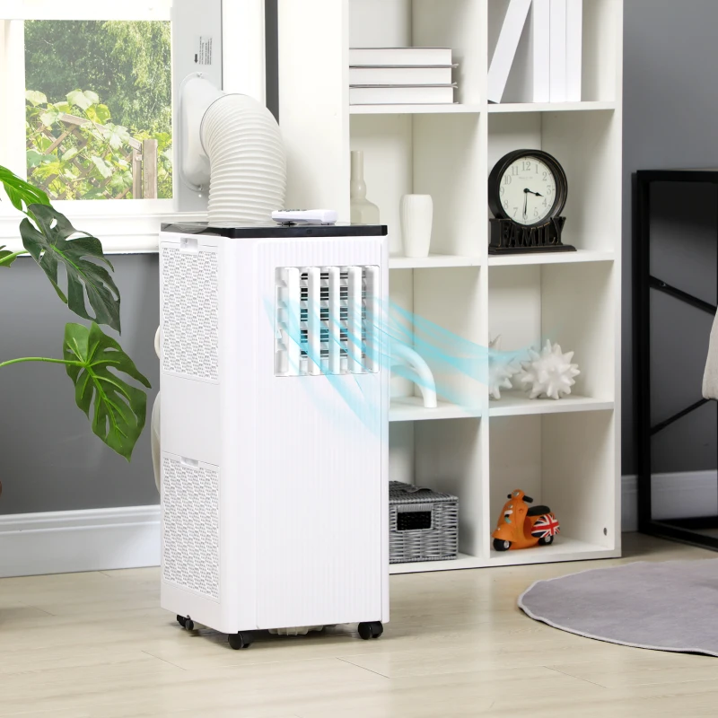 HOMCOM 10000 BTU Smart WiFi Enabled Portable Air Conditioner for Rooms Up to 237 Sq. Ft., 3-in-1 Moible AC Unit with Dehumidifier, Fan, Sleep, App & Remote, 24H Timer, Window Installation Kit, White