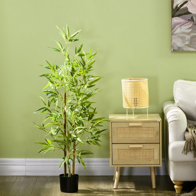 HOMCOM 4ft Artificial Tree, Indoor Fake Bamboo with Pot, for Home Office Living Room Decor