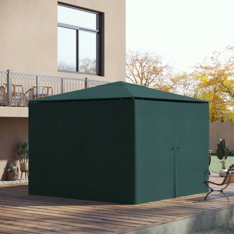 Outsunny 10' x 10' Universal Gazebo Sidewall Set with 4 Panels, Hooks/C-Rings Included for Pergolas & Cabanas, Slate Grey