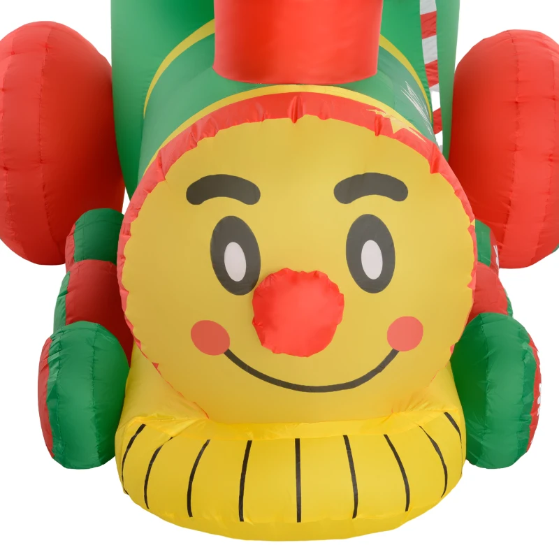 Outsunny 6FT Inflatable Train with Santa Claus, Snowman, Blow-Up Outdoor Display w/ White LED Lights for Party