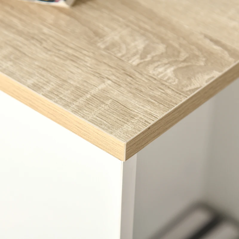 HOMCOM C-Shaped Sofa Side Table Mobile End Table with Storage and Wheels for Living Room,Office, White