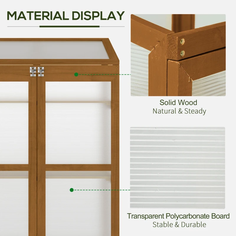 Outsunny Wooden Cold Frame Greenhouse Small Mini Planter Box, 30" L x 24" W x 44" H, Brown