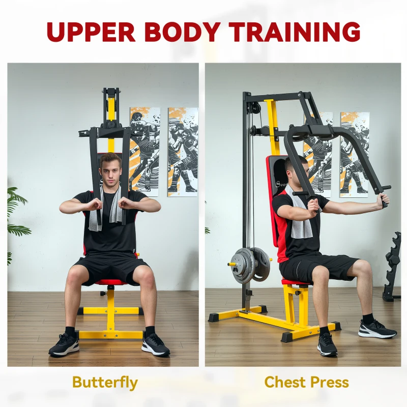 Soozier Chest Fly and Chest Press Machine for Back, Pectoral, Rear Deltoid and Shoulder Training, Yellow