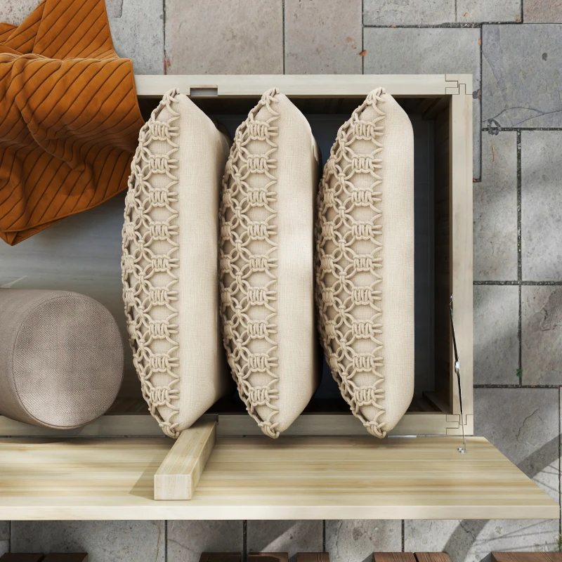 Outsunny Wooden Outdoor Storage Box Bench, 45.5 Gallon Deck Box for Patio, Pool, Balcony, Porch