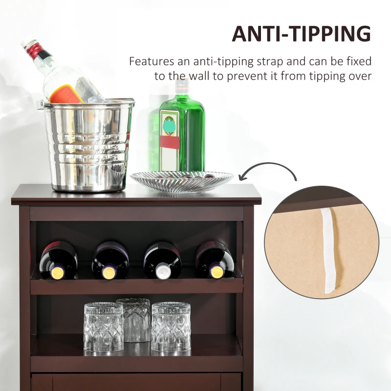 HOMCOM Wine Cabinet with 4 Bottle Wine Rack, Open Shelf, Acrylic Door Cabinet with Adjustable Shelf, Espresso