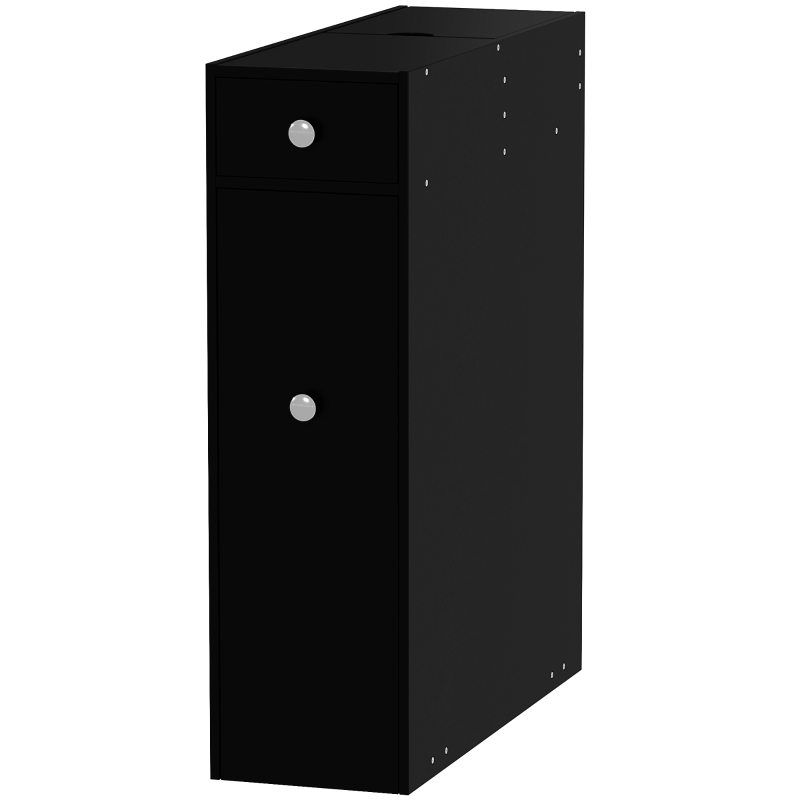 HOMCOM Space Saving Toilet Paper Cabinet, Narrow Bathroom Cabinet with Drawers and Hidden Storage, Black