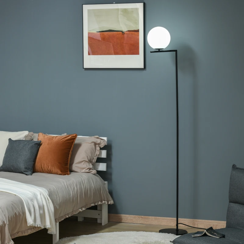 HOMCOM Metal Floor Lamp, Standing Light with 350° Adjustable Lampshade for Living Room, Bedroom, Office, Black