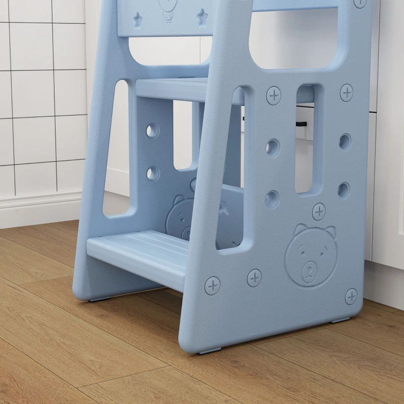 Outsunny Kids Step Stool Adjustable Standing Platform Light Blue