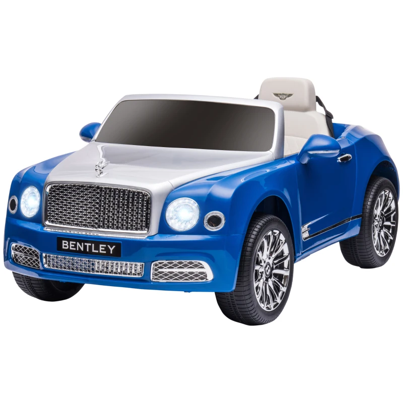 Aosom Bentley Mulsanne 12V Ride on Car, Battery Powered Car with Remote Control, Suspension, Startup Sound, LED Lights, MP3, Horn, Music, Forward and Backward, 2 Motors, Blue