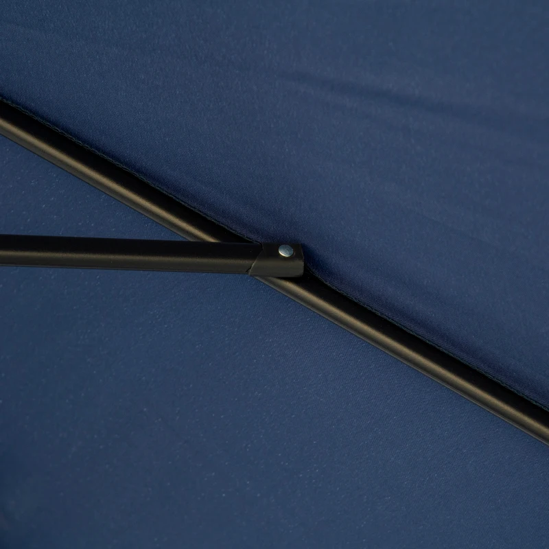 Outsunny 9ft Patio Umbrella Outdoor Table Umbrella w/ Tilt, Crank, Ruffled, 8 Ribs for Garden, Deck, Pool, Dark Blue