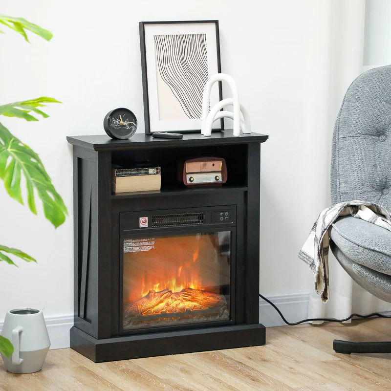HOMCOM 27" Freestanding Electric Fireplace with Mantel, 1400W Replaceable Fireplace Insert Heater with Timer, Black