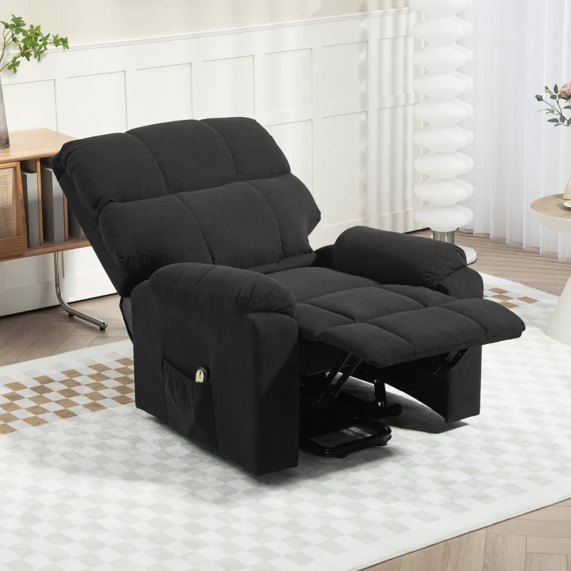 HOMCOM Lift Chair for Seniors, Microfibre Upholstered Power Recliner Chair with Remote, Quick Assembly, Black