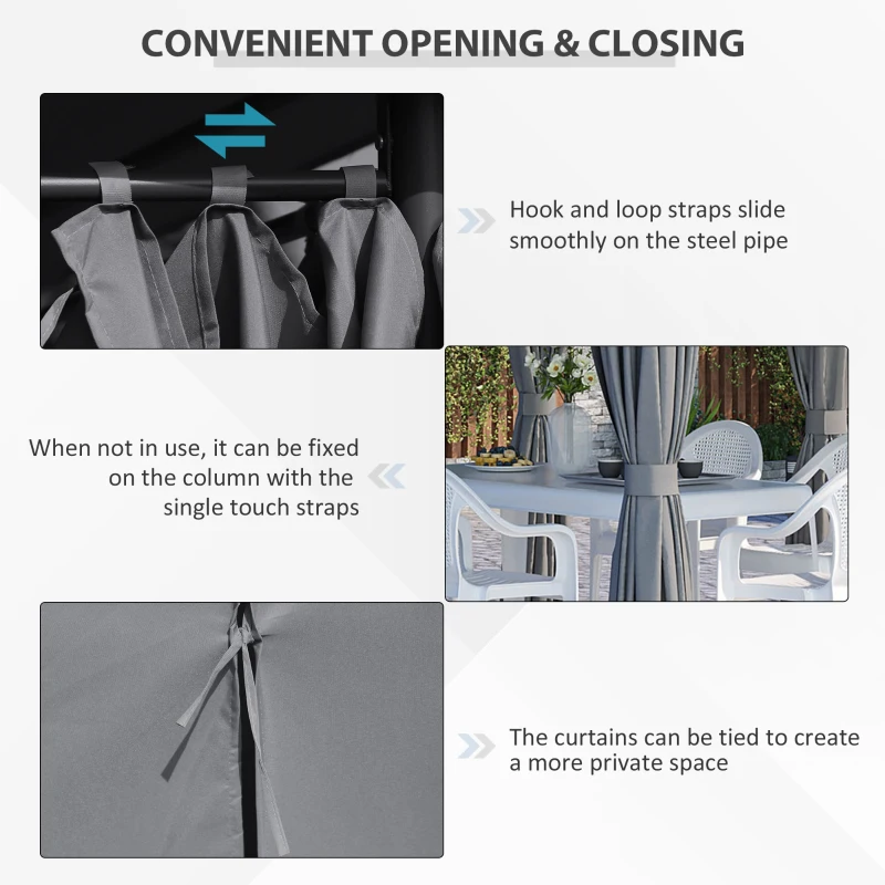 Outsunny 13'x 10' Soft-top Steel Patio Gazebo Canopy Party Tent with 6 Removable Curtains and Drainage Holes, Grey