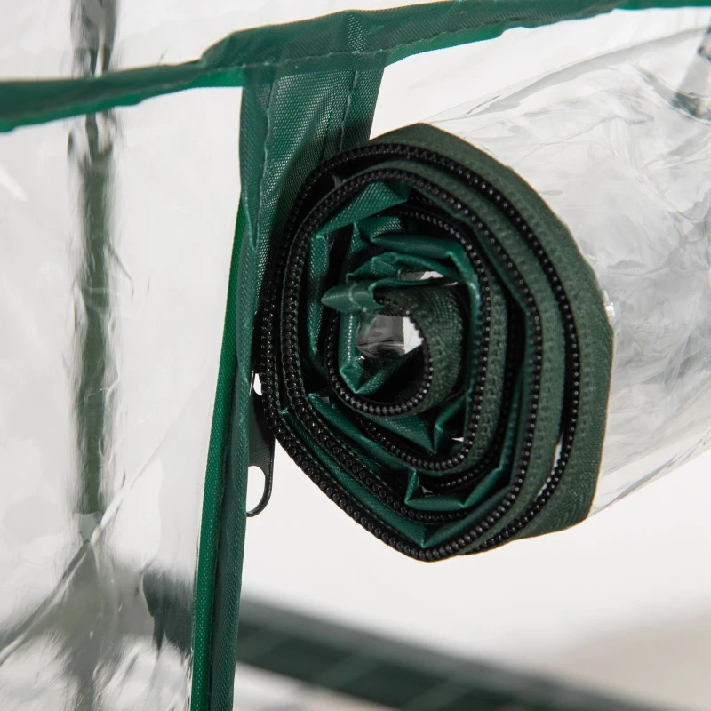 Outsunny 3 Tier Mini Greenhouse, Portable Outdoor Flower Stand with Shelf Clips, Indoor Greenhouse with Plastic Cover and Steel Frame, Transparent, 27" x 19" x 49"