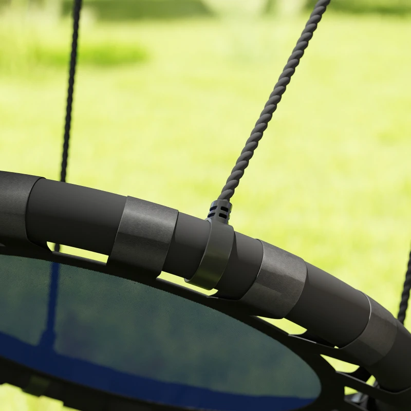 Qaba 24 inch Saucer Tree Swing Set for Kids with Adjustable Hanging Ropes for Outdoor, Backyard, Blue