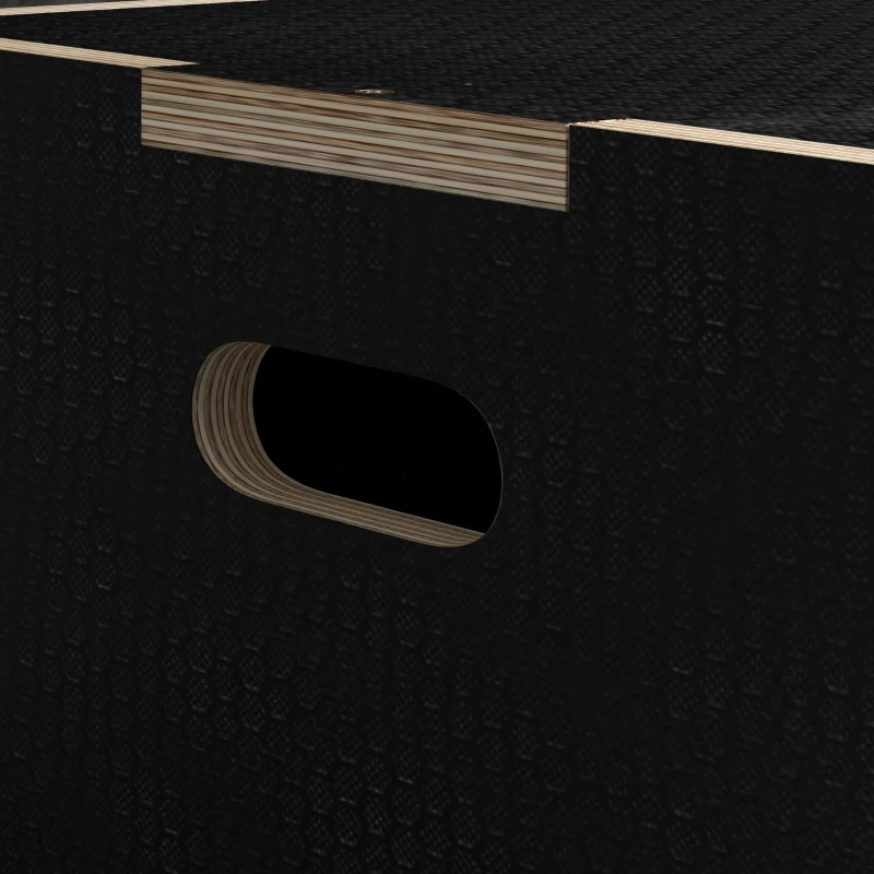 Soozier 24/20/16 In Wooden Plyometric Jump Box with Handle Openings for Home Gym Workout Training