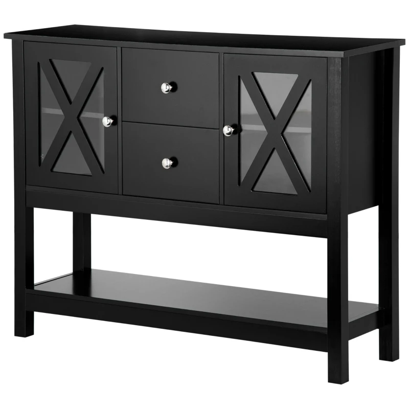 HOMCOM Sideboard Buffet Cabinet, Coffee Bar Cabinet with Storage Drawers and Glass Door for Kitchen, Living Room, Entryway, Black
