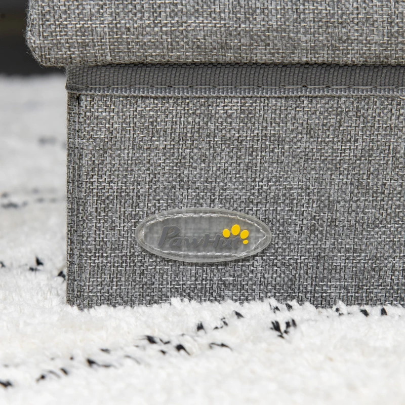 PawHut Dog Stairs, 3-Tier Dog Steps for High Bed Couch with Storage Box, Portable Dog Ramp Home Ladder for Small Cat and Dog