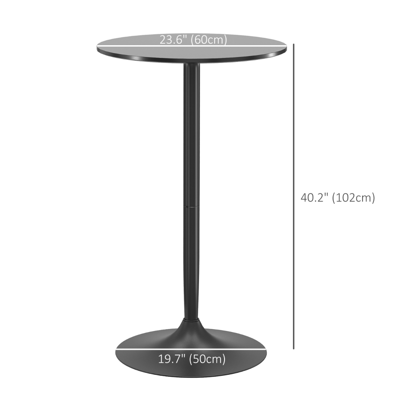 HOMCOM High Top Bar Table, Modern Round Dining Table with Painted Top and Steel Base, Bistro Table for 2 People, Black