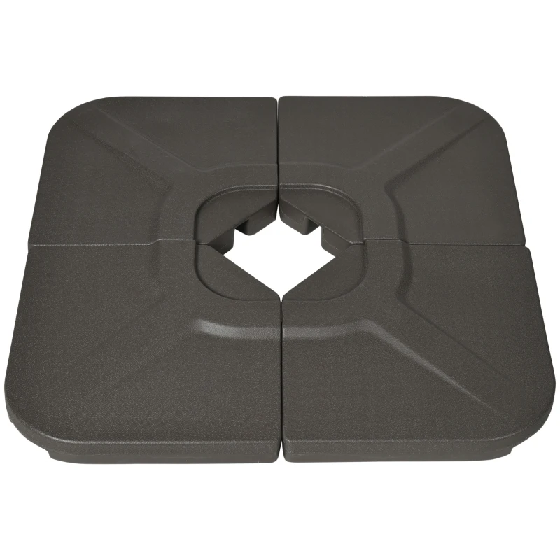 Outsunny 4-Piece 175lb Cantilever Patio Umbrella Base Weights for Offset Hanging Umbrella, HDPE Water or Sand Filled Umbrella Weights for Cross Base Stand, Brown