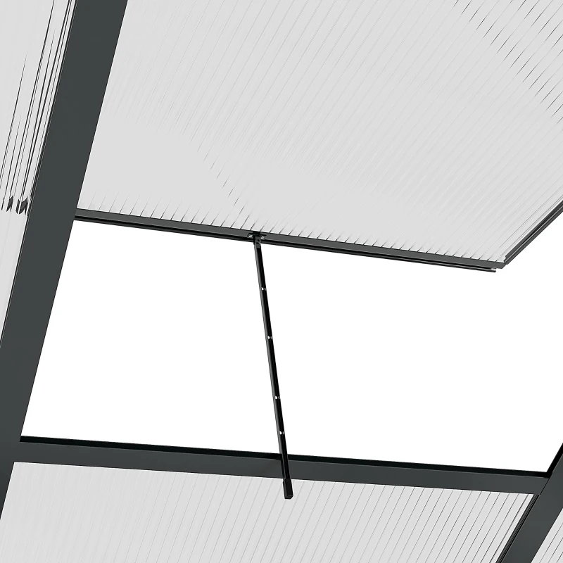 Outsunny Polycarbonate Greenhouse, Heavy Duty Outdoor Aluminum Walk-in Green House Kit Vent Door, 6.2'x6.2'x6.6' Gray