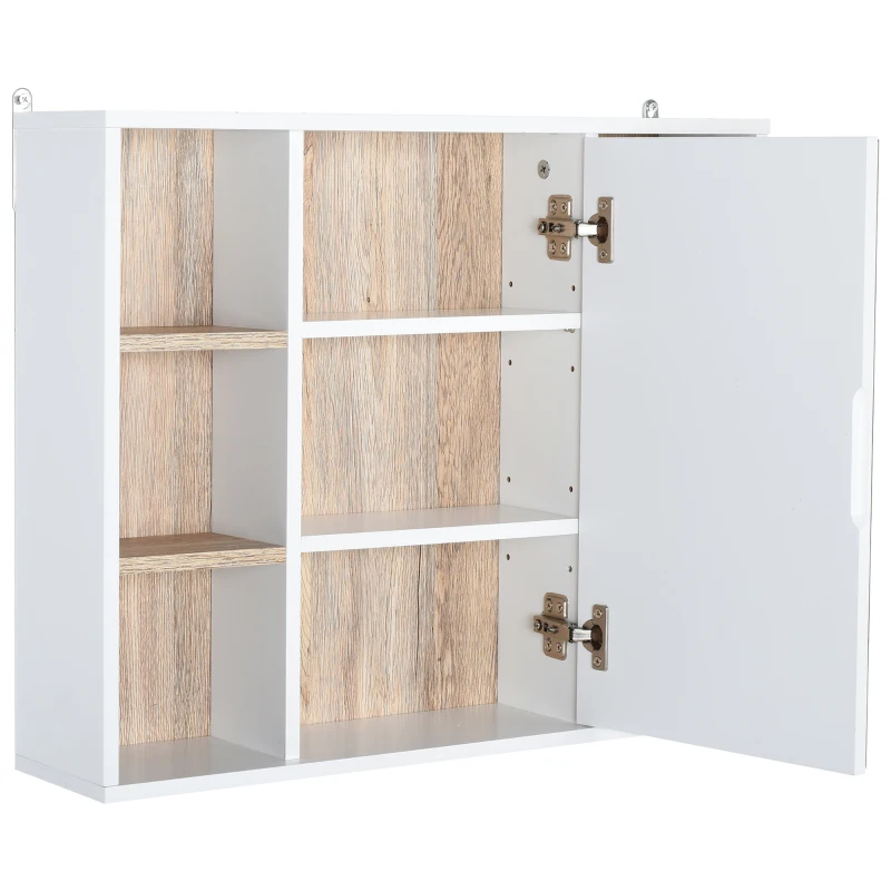 HOMCOM Wall-Mounted Bathroom Medicine Cabinet with Mirror, Over Toilet Bathroom Vanity Cabinet White & Oak