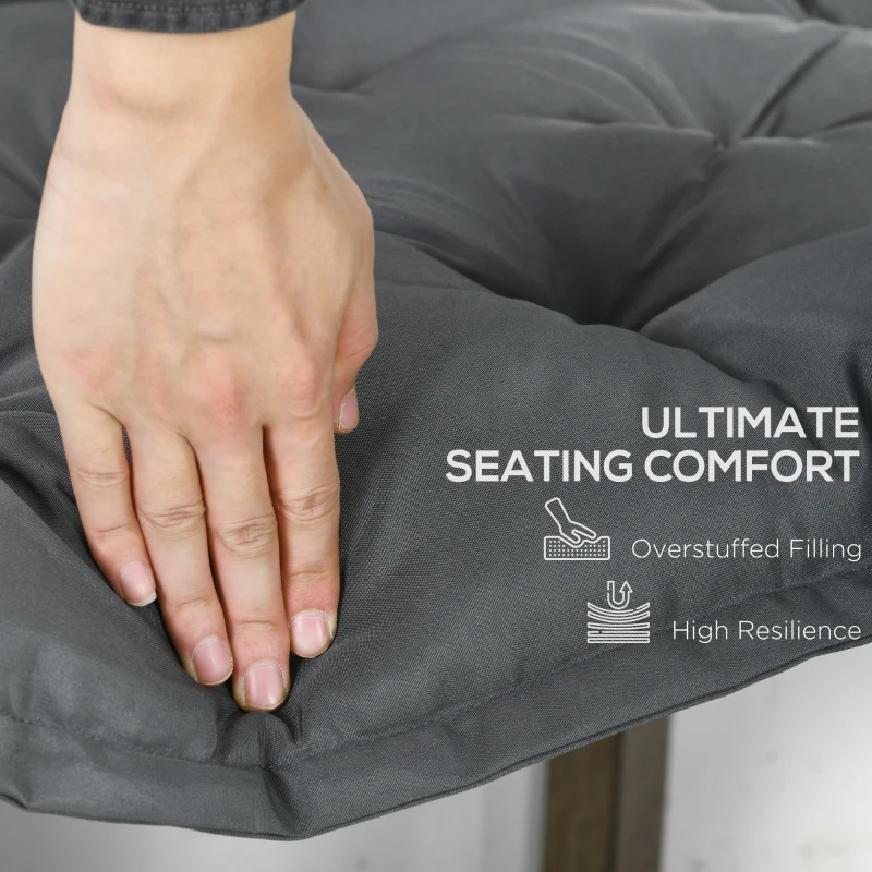Outsunny Proch Swing Cushion, 59" x 40" x 4" Outdoor Bench Cushion with Backrest, 4" Thick Filling and String Ties, 3 Seater, Dark Grey