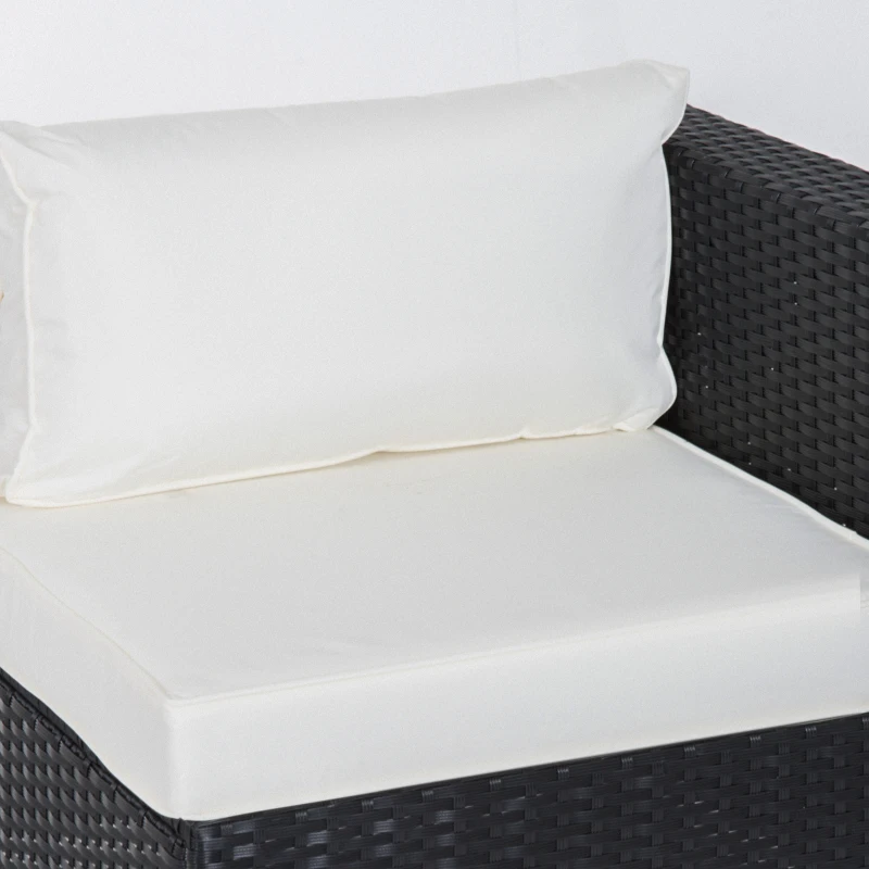 Outsunny 6 Pieces Patio Furniture Set with Cushion, Outdoor PE Rattan Wicker Sectional Conversation Furniture Sofa with Storage Table and Coffee Table, Beige