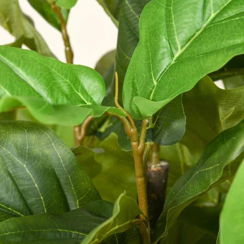 HOMCOM 5FT Artificial Fiddle Leaf Fig Tree, Faux Decorative Plant in Nursery Pot for Indoor or Outdoor Décor