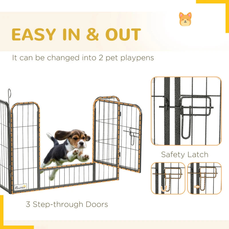 PawHut 24 Panel 24" Height Heavy Duty Dog Playpen for Small Medium Dogs, Grey