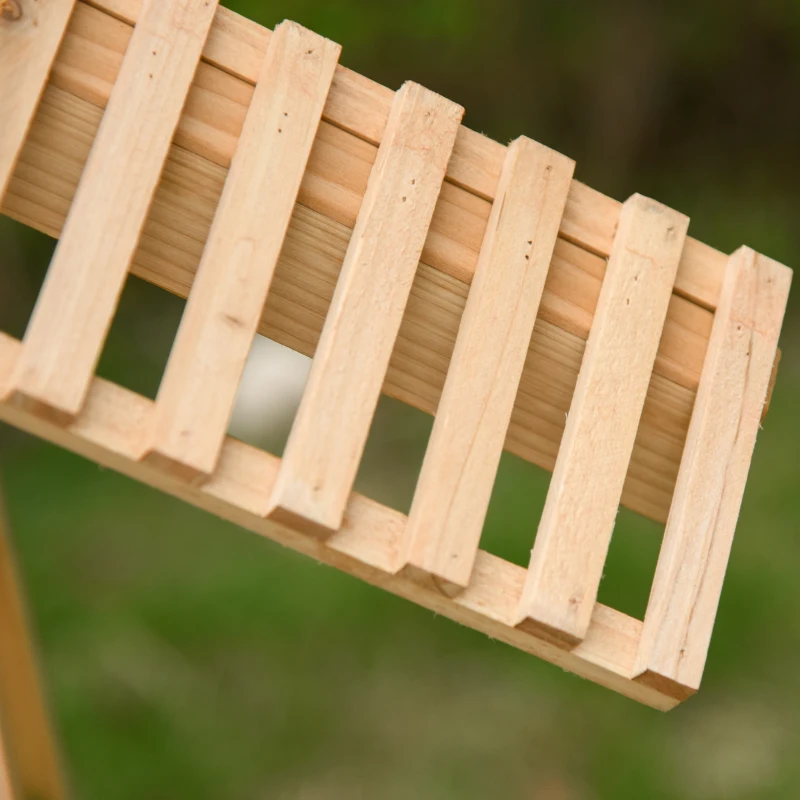 Outsunny Outdoor Plant Stand, 2 Tier Wood Flower Stand with Windmill, Garden Decor Plant Shelf with Built-in Mini Bird House, Great for Indoor/Outdoor