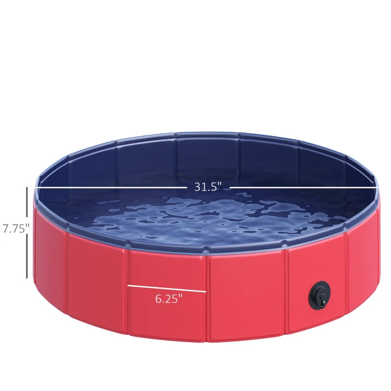 PawHut Foldable Pet Swimming Pool, Portable Dog Bathing Tub, 12" x 63" Plastic Large Dog Pool for Outdoor Dogs and Cats
