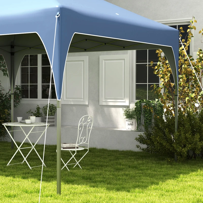 Outsunny 10'x10' Pop Up Canopy, Easy Set Up Party Tent with 2 Tier Vented Roof and Carrying Bag for Outdoor, Garden, Camping, Blue