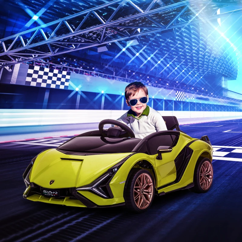 Aosom 12V Lamborghini SIAN Licensed Electric Car for kids with Remote Control, Horn, Music, & Headlights, Green