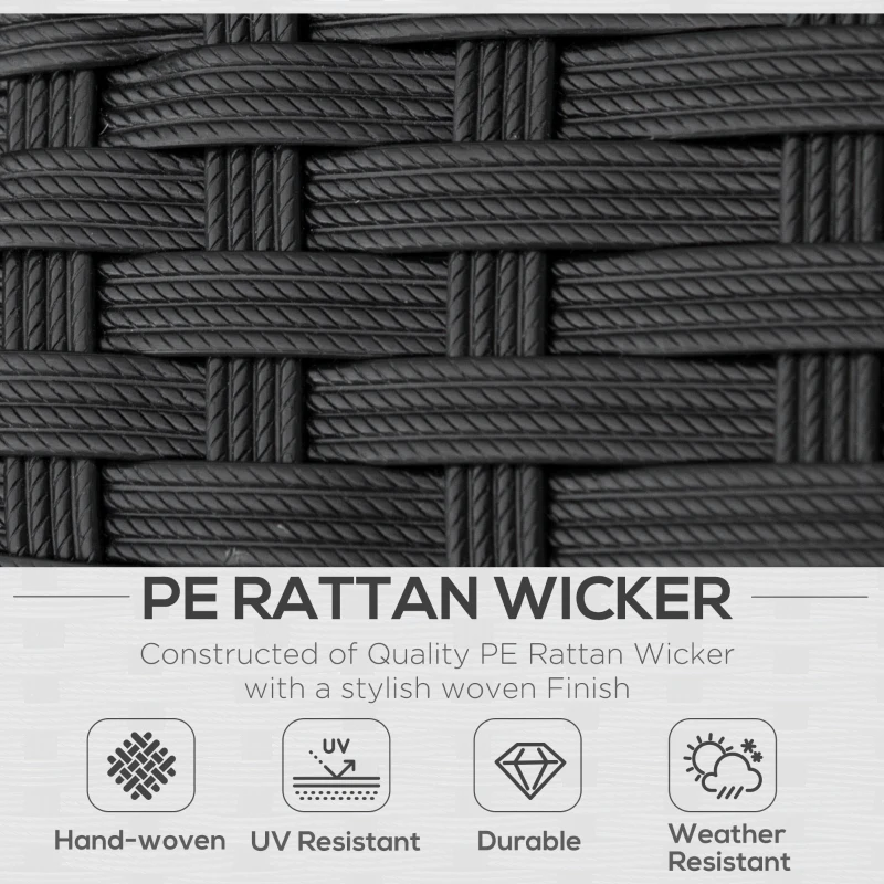 Outsunny 4 Piece Wicker Patio Furniture Set with Cushions, Outdoor Sectional Furniture with 2 Sofa, Loveseat, and Glass Top Coffee Table, Conversation Sofa Sets for Garden, White