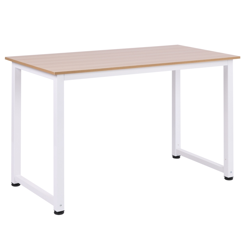 HOMCOM 47.25" Computer Desk PC Writing Table Home Office Study Workstation, Oak Beige White