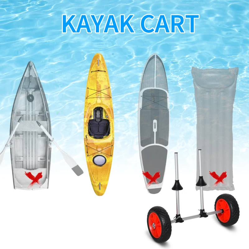 Soozier Kayak Cart, Trolley Trailer Kayak Wheels with Strong Aluminum Frame, Adjustable Width Crossbar, & Large Tires
