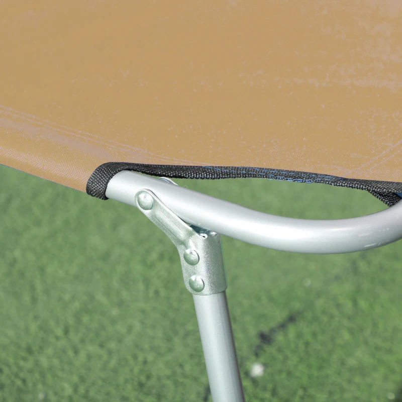 Outsunny Outdoor Pool Chaise Lounge Chair, Folding Tanning Chair with Sun Shade, Tan